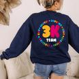 3K Team & Teacher Squad Threes Crew PreK Elementary Team Women's Sweatshirt Back Print Navy