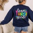3rd Grade Team Pencil Teacher Student Back To School Girls Women's Sweatshirt Back Print Navy