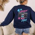 4th Grade Is My Jam Vintage 80s Boombox Teacher Student Women's Sweatshirt Back Print Navy