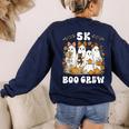 5K Boo Crew Halloween Teacher K5 Floral Ghost Trick Or Teach Women's Sweatshirt Back Print Navy 5K Boo Crew Halloween Teacher K5 Floral Ghost Trick Or Teach Women's Sweatshirt Back Print Navy