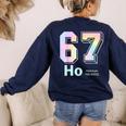 67 Ho Holmium Science Teacher Elements Table Six Seven Meme Women's Sweatshirt Back Print Navy