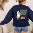 67 Teacher Halloween Ghost Six Seven Meme Math Joke Women's Sweatshirt Back Print Navy