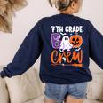 7th Grade Boo Crew Teacher Student Halloween Costume Women's Sweatshirt Back Print Navy