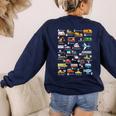 Alphabet Vehicles ABCs Learning Teachers Kids Boys Girls Women's Sweatshirt Back Print Navy