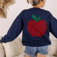 Apple Dot Pattern Art Teacher Appreciation Men Women Humor Women's Sweatshirt Back Print Navy Apple Dot Pattern Art Teacher Appreciation Men Women Humor Women's Sweatshirt Back Print Navy