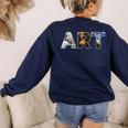 Art Artist Painting Teacher T Shirt Mona Lisa Great Wave For Men Women Women's Sweatshirt Back Print Navy Art Artist Painting Teacher T Shirt Mona Lisa Great Wave For Men Women Women's Sweatshirt Back Print Navy