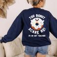 Art Teacher Halloween Donut Lover Costume Kawaii Monster Women's Sweatshirt Back Print Navy Art Teacher Halloween Donut Lover Costume Kawaii Monster Women's Sweatshirt Back Print Navy