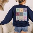 Art Teacher Life Retro Groovy Teaching Future Artists Women's Sweatshirt Back Print Navy Art Teacher Life Retro Groovy Teaching Future Artists Women's Sweatshirt Back Print Navy