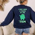 Autism Awareness Neurodiversity Teacher Frog I May Have A Touch Of The Tism Neurodivergent Small Women's Sweatshirt Back Print Navy
