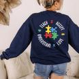 Autism Awareness Teacher Shirt Teach Accept Understand Love Women's Sweatshirt Back Print Navy