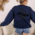 Back To School Checkered Apple Teacher Checkerboard Teacher For Men Women Girls Kids Women's Sweatshirt Back Print Navy