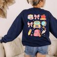 Back To School Coquette Teacher Women Girl Kindergarten PreK Women's Sweatshirt Back Print Navy Back To School Coquette Teacher Women Girl Kindergarten PreK Women's Sweatshirt Back Print Navy