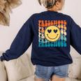 Back To School Groovy Smile Preschool Teachers Students Kids Women's Sweatshirt Back Print Navy Back To School Groovy Smile Preschool Teachers Students Kids Women's Sweatshirt Back Print Navy