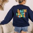 Back To School Groovy Teacher 1st First Grade Crew Squad Women's Sweatshirt Back Print Navy Back To School Groovy Teacher 1st First Grade Crew Squad Women's Sweatshirt Back Print Navy