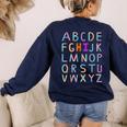 Back To School Kindergarten Alphabet ABC Teacher Women Kids Women's Sweatshirt Back Print Navy