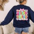 Back To School Kindergarten Preppy Teacher Girl Women's Sweatshirt Back Print Navy