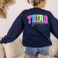Back To School Neon Checkered Third Grade Colorful Teacher Women's Sweatshirt Back Print Navy Back To School Neon Checkered Third Grade Colorful Teacher Women's Sweatshirt Back Print Navy
