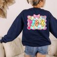 Back To School Pre-K Preppy Teacher Girl Women's Sweatshirt Back Print Navy Back To School Pre-K Preppy Teacher Girl Women's Sweatshirt Back Print Navy