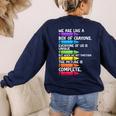 Back To School Teacher We Are Like A Box Of Crayons Women's Sweatshirt Back Print Navy