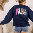 Back To School Teacher Para Preppy Checkered Para Life Women's Sweatshirt Back Print Navy