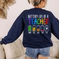 Battery Life Of A Teacher School Teacher Appreciation Women's Sweatshirt Back Print Navy Battery Life Of A Teacher School Teacher Appreciation Women's Sweatshirt Back Print Navy