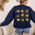 Bee Kind Positive Brave Happy Confident Humble Teacher Women's Sweatshirt Back Print Navy Bee Kind Positive Brave Happy Confident Humble Teacher Women's Sweatshirt Back Print Navy