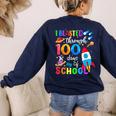 I Blasted Through 100 Days Of School 100th Day Teacher Kids Women's Sweatshirt Back Print Navy
