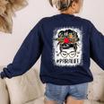 Bleached Teacher Para Life Paraprofessional Cute Messy Bun For Men Women Girls Kids Women's Sweatshirt Back Print Navy