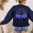 Blue Bobcats School Spirit Coquette Bow Mascot Teacher Women's Sweatshirt Back Print Navy Blue Bobcats School Spirit Coquette Bow Mascot Teacher Women's Sweatshirt Back Print Navy