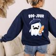 Boo Jour Ghost French Teacher Vintage Teacherlife Groovy Women's Sweatshirt Back Print Navy Boo Jour Ghost French Teacher Vintage Teacherlife Groovy Women's Sweatshirt Back Print Navy