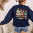 Book Tree All Is Calm Said No Teacher Ever Christmas Women's Sweatshirt Back Print Navy