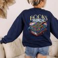 Books Rock Rock'n Roll Science Of Reading Teachers Guitar Women's Sweatshirt Back Print Navy Books Rock Rock'n Roll Science Of Reading Teachers Guitar Women's Sweatshirt Back Print Navy