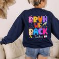 Bruh We Back Teachers First Day Back To School Teachers Women's Sweatshirt Back Print Navy Bruh We Back Teachers First Day Back To School Teachers Women's Sweatshirt Back Print Navy