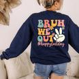Bruh We Out Teacher Retro Last Day Of School Boys Girls Kids Women's Sweatshirt Back Print Navy Bruh We Out Teacher Retro Last Day Of School Boys Girls Kids Women's Sweatshirt Back Print Navy