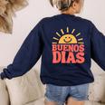 Buenos Dias Spanish Teacher Appreciation Back To School Women's Sweatshirt Back Print Navy Buenos Dias Spanish Teacher Appreciation Back To School Women's Sweatshirt Back Print Navy
