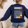 Calculator Math Teacher Halloween Costumes Women Men Adults Women's Sweatshirt Back Print Navy