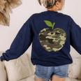 Camo Apple Camouflage Clothing School Student Camo Teacher Men Women Kids Women's Sweatshirt Back Print Navy