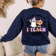 You Can't Scare Me I Teach Art Retro Teacher Ghost Halloween Women's Sweatshirt Back Print Navy