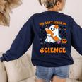 You Can't Scare Me I Teach Science Retro Teacher Halloween Women's Sweatshirt Back Print Navy You Can't Scare Me I Teach Science Retro Teacher Halloween Women's Sweatshirt Back Print Navy