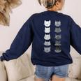 Cat Themed Artist Value Scale Educational Art Teacher Women's Sweatshirt Back Print Navy Cat Themed Artist Value Scale Educational Art Teacher Women's Sweatshirt Back Print Navy