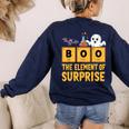 Chemistry Boo The Element Of Surprise Science Teacher Women's Sweatshirt Back Print Navy Chemistry Boo The Element Of Surprise Science Teacher Women's Sweatshirt Back Print Navy