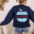 Chicago Flag Teacher School Cute Women's Sweatshirt Back Print Navy