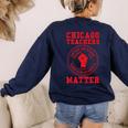 Chicago Teachers Matter Support Union Education Red For Ed Women's Sweatshirt Back Print Navy Chicago Teachers Matter Support Union Education Red For Ed Women's Sweatshirt Back Print Navy