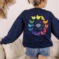 Chicken Themed Color Wheel Educational Art Teacher Artist Men Women Girls Kids Women's Sweatshirt Back Print Navy