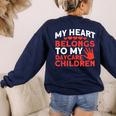 Childcare My Heart Belongs To Children Daycare Teacher Men Women Women's Sweatshirt Back Print Navy