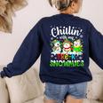 Chillin With My Pre-K Snowmies Christmas Teacher Xmas Women's Sweatshirt Back Print Navy Chillin With My Pre-K Snowmies Christmas Teacher Xmas Women's Sweatshirt Back Print Navy