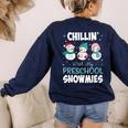 Chillin' With My Preschool Snowmies Teacher Christmas Men Women Kids Women's Sweatshirt Back Print Navy Chillin' With My Preschool Snowmies Teacher Christmas Men Women Kids Women's Sweatshirt Back Print Navy