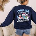 Chillin With My Snowmie Women Christmas Snowman Teacher Snow Women's Sweatshirt Back Print Navy Chillin With My Snowmie Women Christmas Snowman Teacher Snow Women's Sweatshirt Back Print Navy