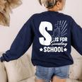 Christian Teacher S Is For Sunday School Essentials Women's Sweatshirt Back Print Navy