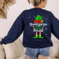 Christmas Kindergarten Elf Squad Teacher Student Women's Sweatshirt Back Print Navy Christmas Kindergarten Elf Squad Teacher Student Women's Sweatshirt Back Print Navy